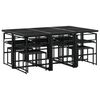 vidaXL 11 Piece Garden Dining Set with Cushions Black Textilene