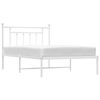 vidaXL Metal Bed Frame without Mattress with Headboard White 100x200cm