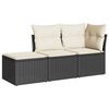 vidaXL 3 Piece Garden Sofa Set with Cushions Black Poly Rattan