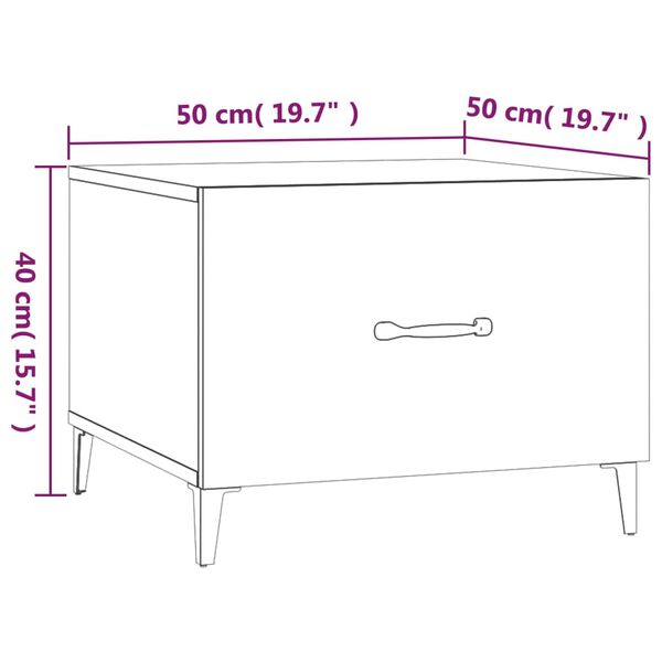 vidaXL Coffee Table with Metal Legs 2 pcs Sonoma Oak 50x50x40 cm
