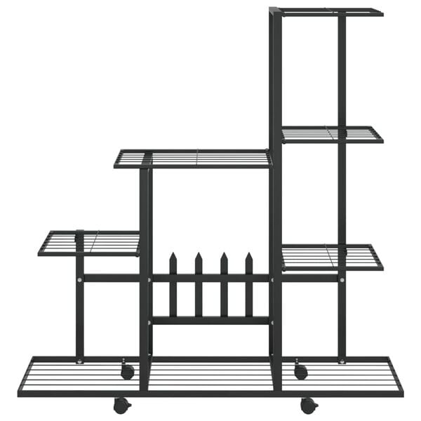 vidaXL Flower Stand with Wheel 94.5x25x92.5 cm Black Metal