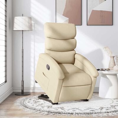 vidaXL Stand up Recliner Chair Cream Fabric