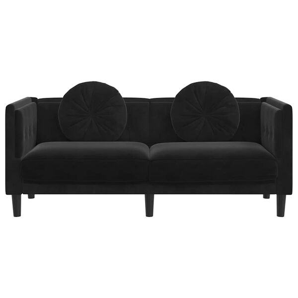 vidaXL Sofa with Cushions 2-Seater Black Velvet