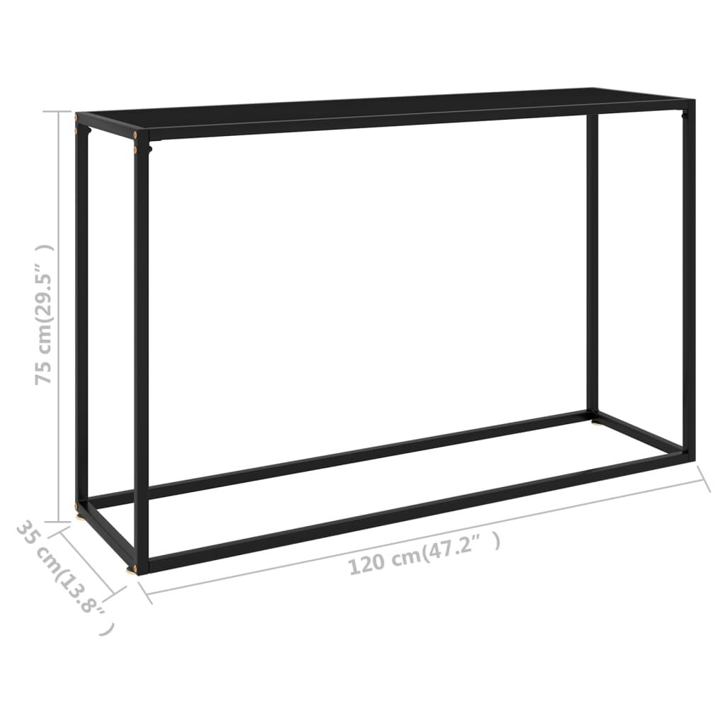 vidaXL Console Table Black 120x35x75 cm Tempered Glass