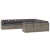 vidaXL 10 Piece Garden Lounge Set with Cushions Grey Poly Rattan