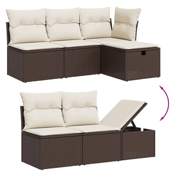 vidaXL 5 Piece Garden Sofa Set with Cushions Brown Poly Rattan