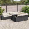 vidaXL 11 Piece Garden Sofa Set with Cushions Black Poly Rattan