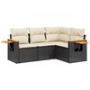 vidaXL 4 Piece Garden Sofa Set with Cushions Black Poly Rattan