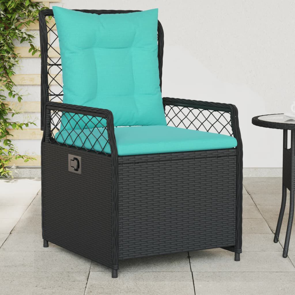 vidaXL Reclining Garden Chairs 2 pcs Black Poly Rattan