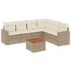 vidaXL 7 Piece Garden Sofa Set with Cushions Beige Poly Rattan