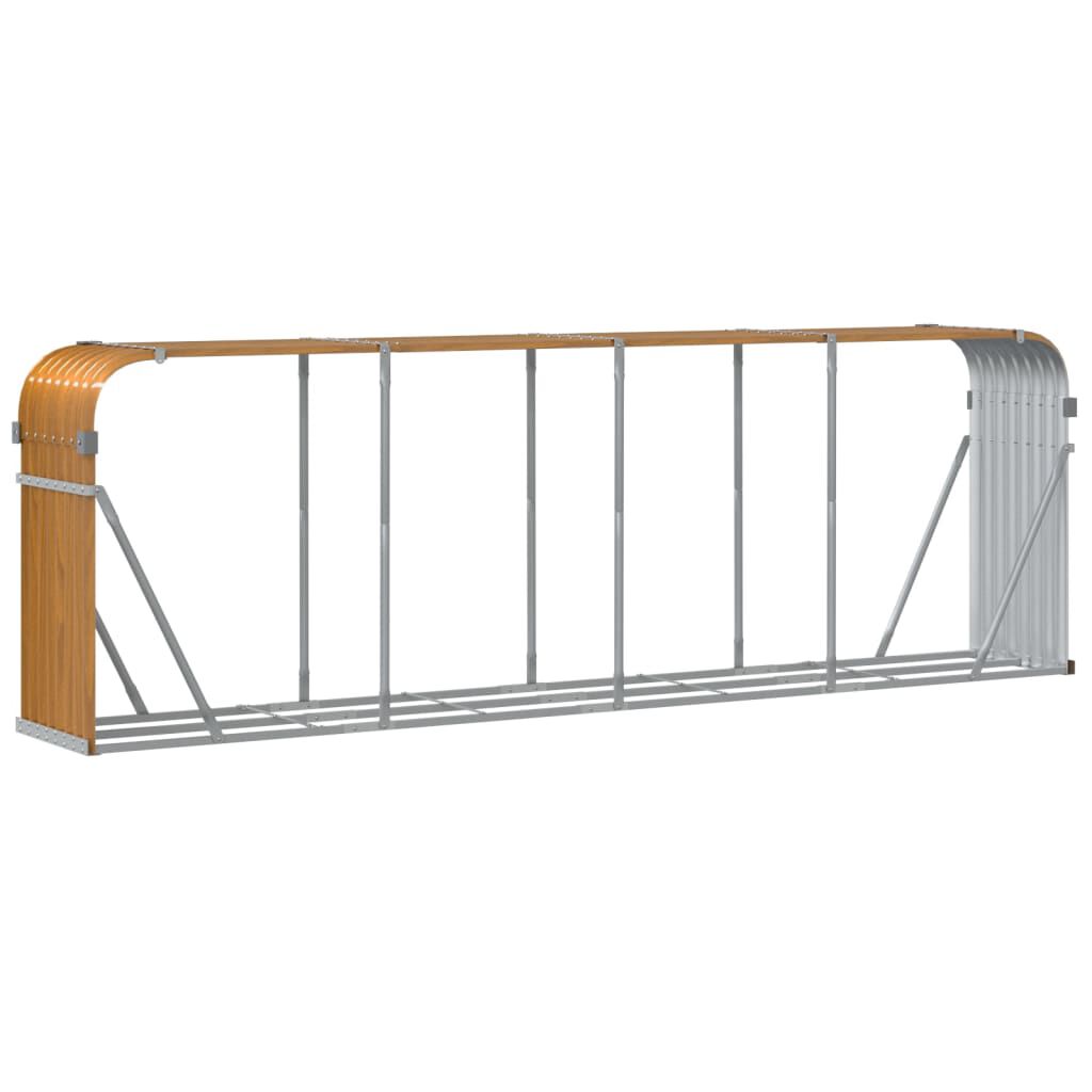 vidaXL Log Holder Light Brown 300x45x100 cm Galvanised Steel