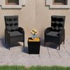 vidaXL 3 Piece Garden Bistro Set Poly Rattan and Acacia Wood Black