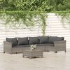 vidaXL 6 Piece Garden Lounge Set with Cushions Grey Poly Rattan