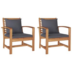 vidaXL Chair with Cushion 2 pcs Brown and Dark Grey 65 x 60 x 76.5 cm