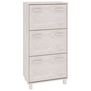 vidaXL Shoe Cabinet HAMAR White 59.5x35x117 cm Solid Wood Pine