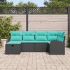 vidaXL Garden Sofa Set with Cushion 6 pcs Black Poly rattan