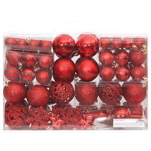 vidaXL 111 Piece Christmas Bauble Set Red Polystyrene