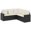 vidaXL 5 Piece Garden Sofa Set with Cushions Black Poly Rattan