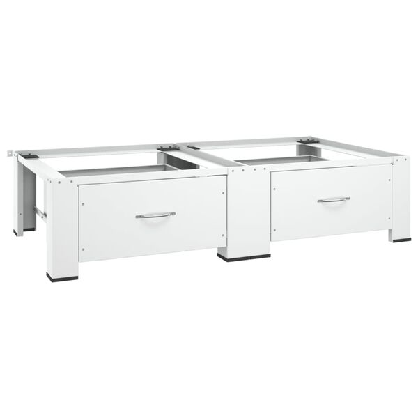 vidaXL Double Washing and Drying Machine Pedestal with Drawers White