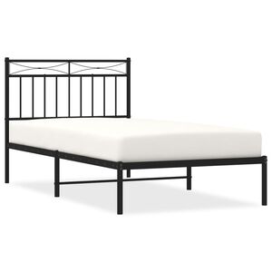 vidaXL Metal Bed Frame without Mattress with Headboard Black 100x190cm