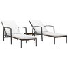 vidaXL Sun Loungers 2 pcs with Table Poly Rattan Brown