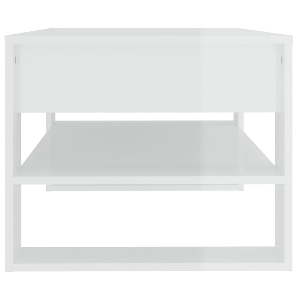 vidaXL Coffee Table High Gloss White 102x55x45 cm Engineered Wood