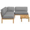 vidaXL Sofa Set with Cushion Plain Manual 4 pcs Grey Solid Acacia Wood