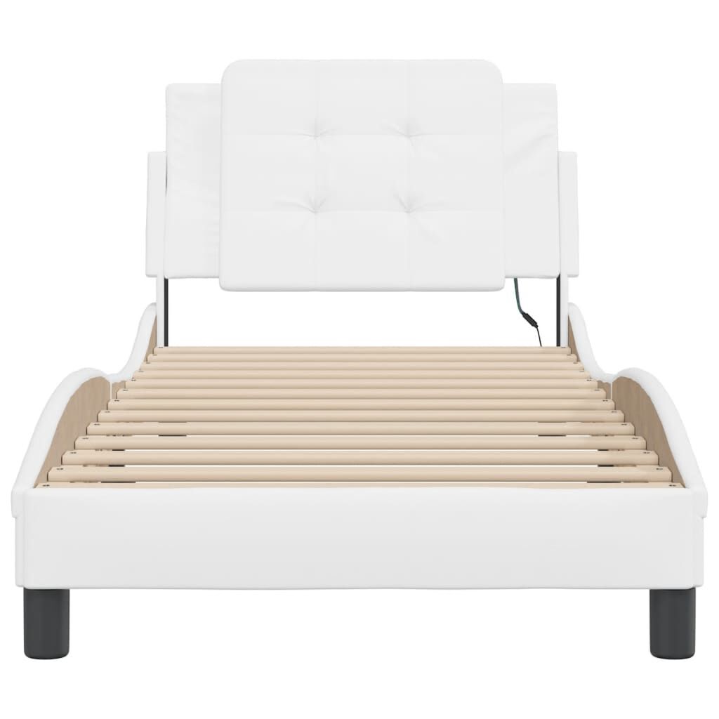 vidaXL Bed Frame with LED without Mattress White 100x190 cm