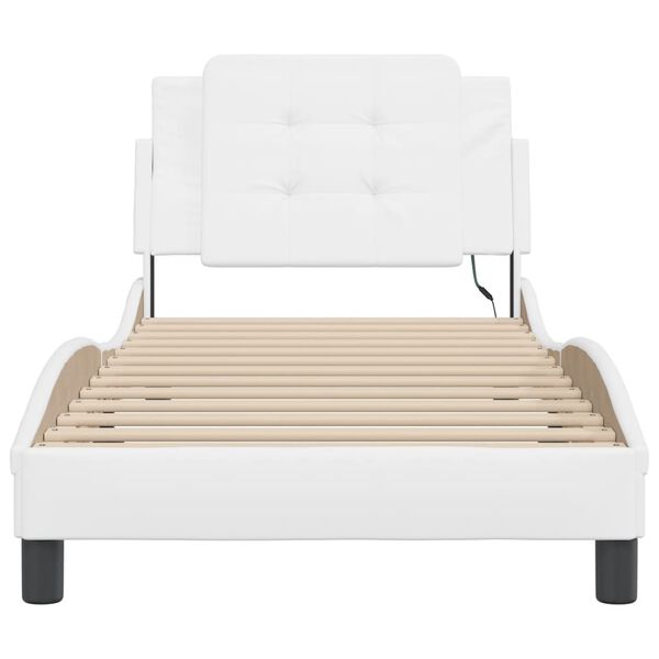 vidaXL Bed Frame with LED without Mattress "Zadar" White 100x190 cm