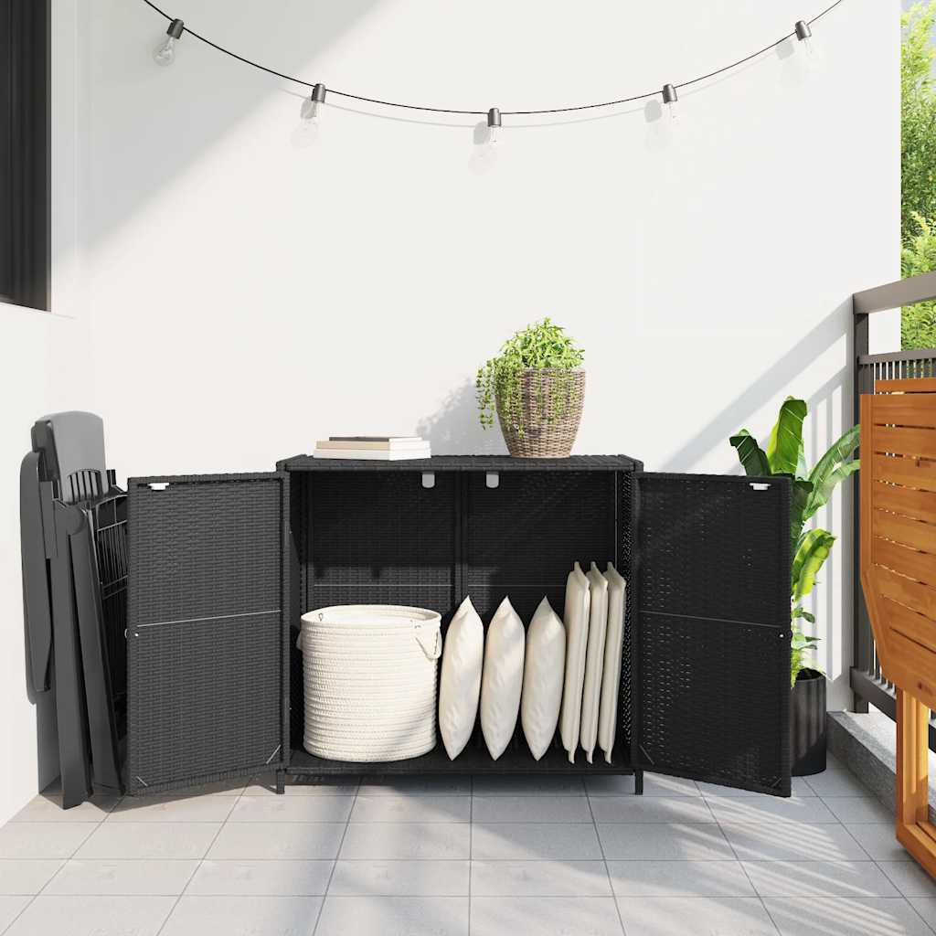 vidaXL Garden Storage Cabinet Black 83x45x76 cm Poly Rattan