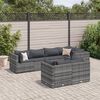 vidaXL 7 Piece Garden Lounge Set with Cushions Grey Poly Rattan