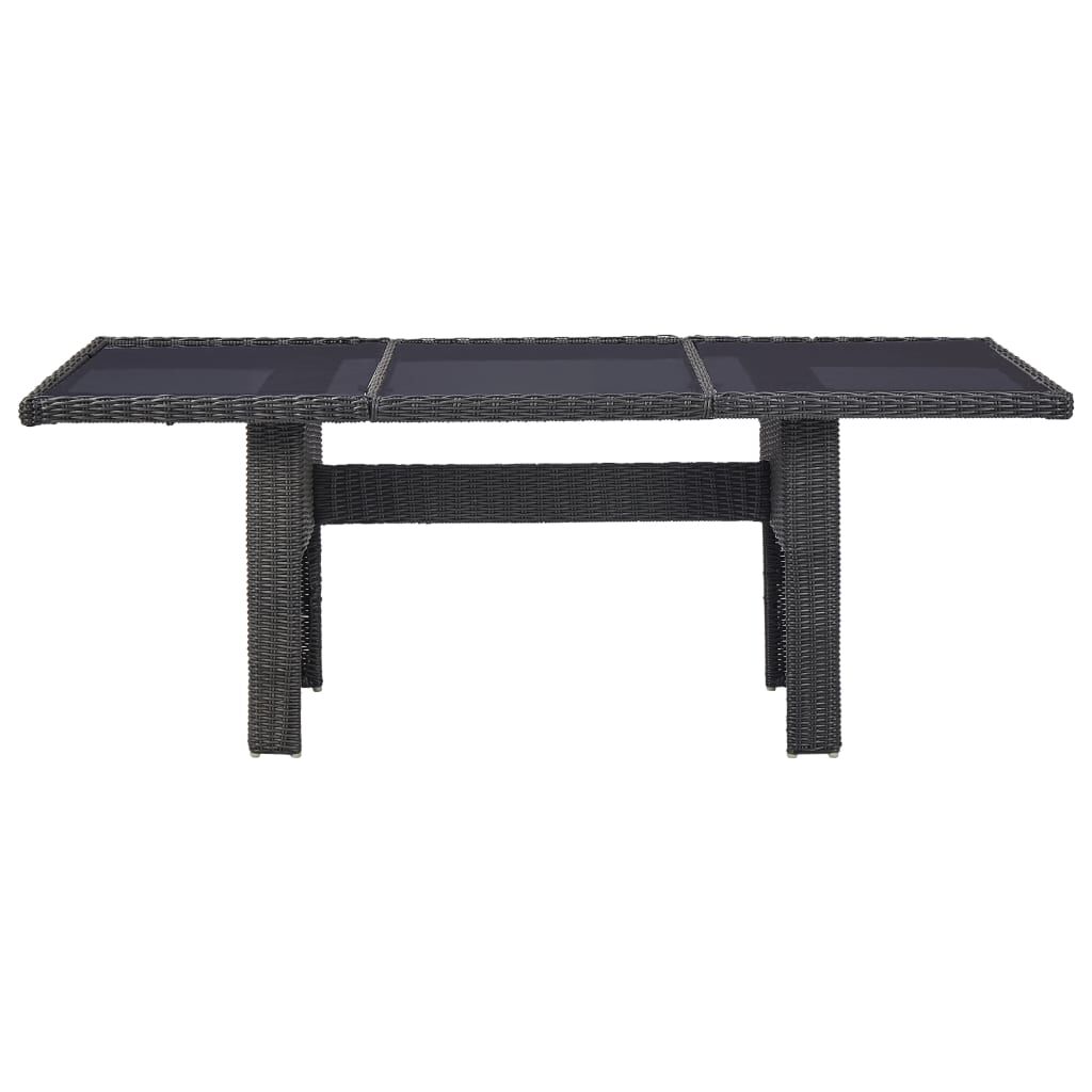 vidaXL Garden Dining Table Black 200x100x74 cm Glass and Poly Rattan