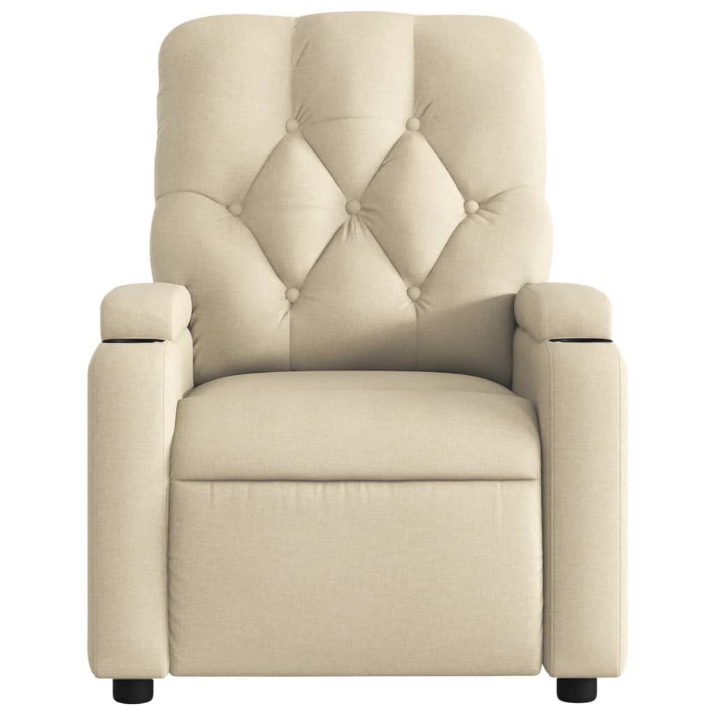 vidaXL Massage Recliner Chair Cream Fabric