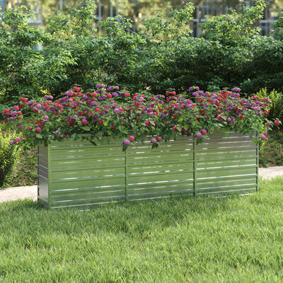 vidaXL Garden Raised Bed 240x40x77 cm Galvanized Steel Silver