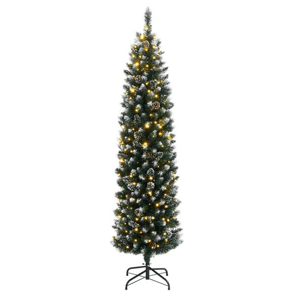vidaXL Artificial Slim Christmas Tree 150 LEDs 120 cm