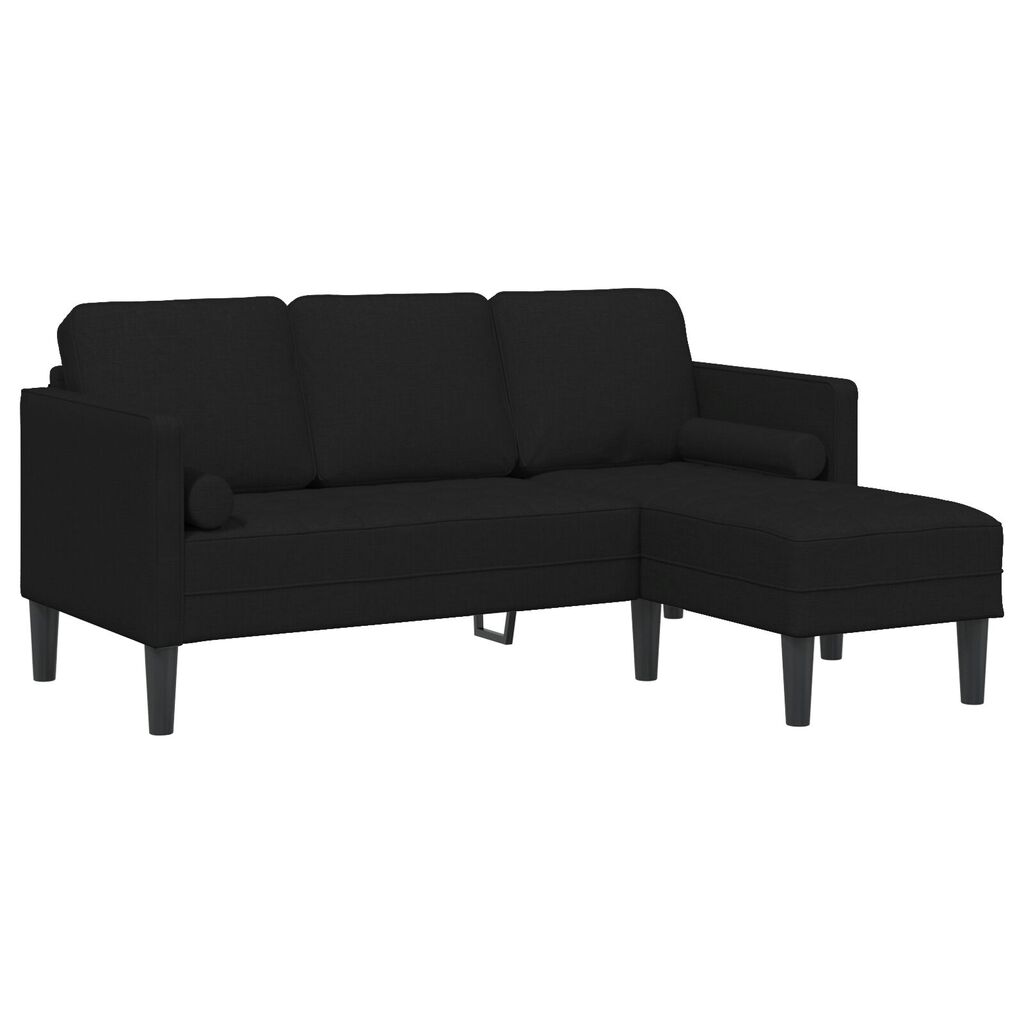 vidaXL 2 Piece Sofa Set with Cushions Black Fabric