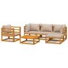 vidaXL 6 Piece Garden Lounge Set with Taupe Cushions Solid Wood
