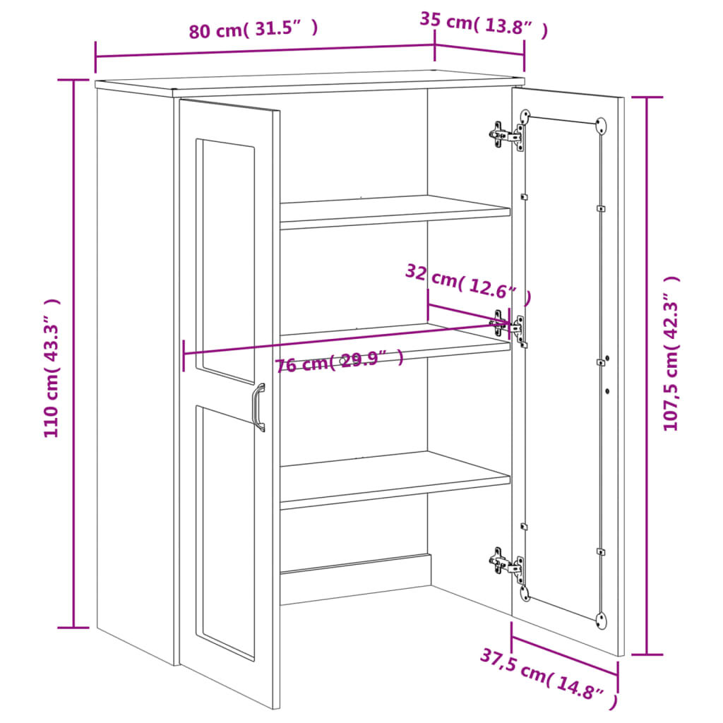 vidaXL Top for Highboard VIKEN Black Engineered Wood
