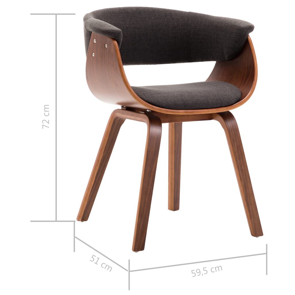 vidaXL Dining Chair Grey Bent Wood and Fabric