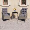 vidaXL 3 Piece Garden Bistro Set Poly Rattan and Glass Grey