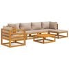 vidaXL 7 Piece Garden Lounge Set with Taupe Cushions Solid Wood