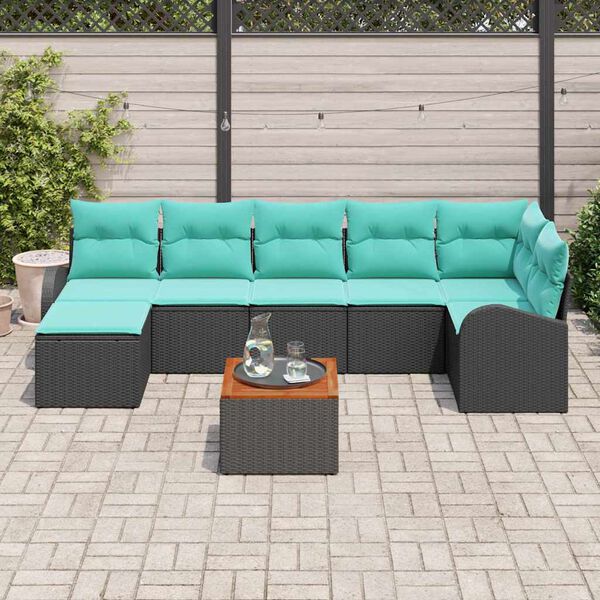 vidaXL Garden Sofa Set 8 pcs Black and turquoise