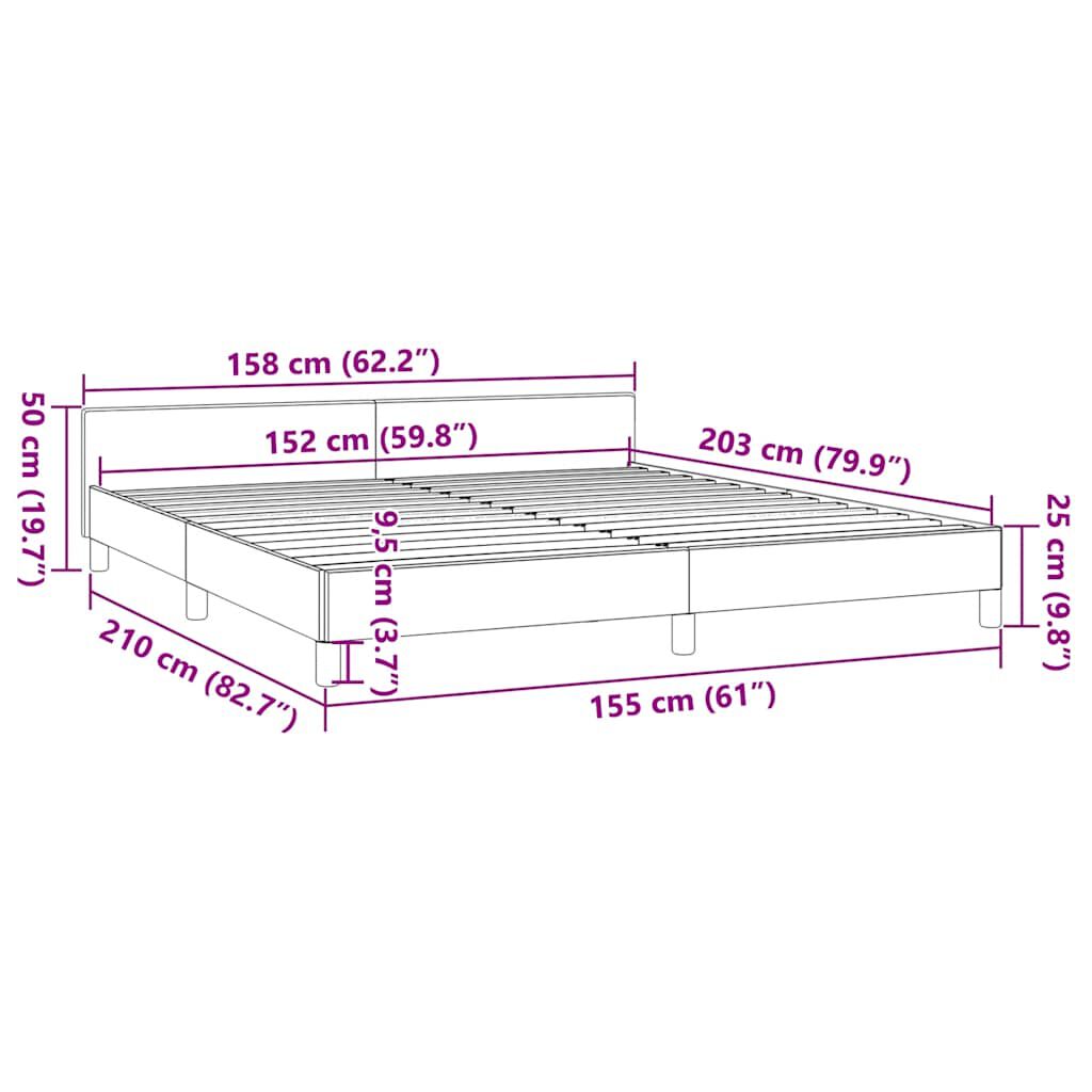vidaXL Bed Frame without Mattress Light Grey Queen Fabric