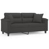 vidaXL 2-Seater Sofa with Pillows&Cushions Dark Grey 140 cm Microfibre Fabric