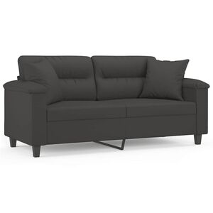 vidaXL 2-Seater Sofa with Pillows&Cushions Dark Grey 140 cm Microfibre Fabric