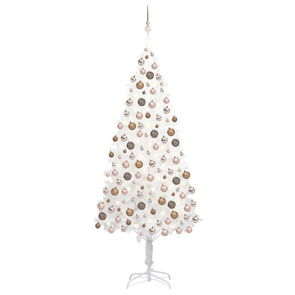 vidaXL Artificial Pre-lit Christmas Tree with Ball Set White 210 cm