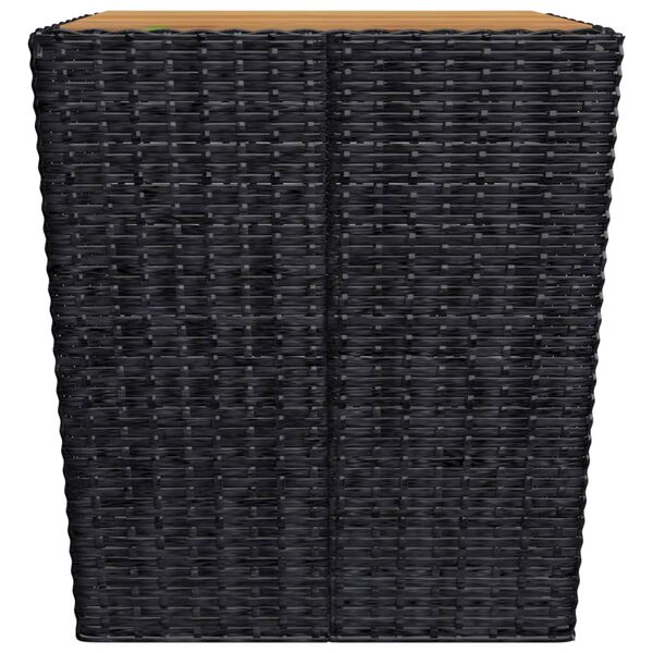 vidaXL 3 Piece Bistro Set Poly Rattan and Acacia Wood Black