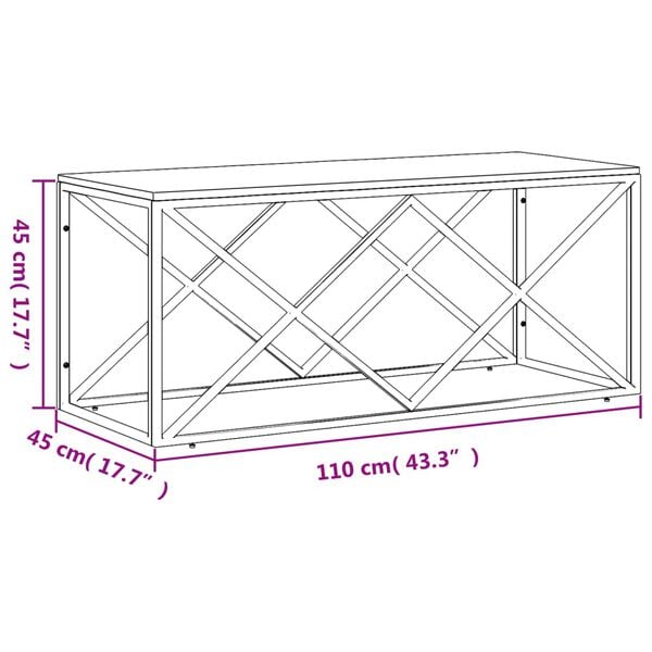 vidaXL Coffee Table Stainless Steel and Solid Wood Acacia