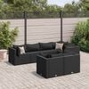 vidaXL 7 Piece Garden Lounge Set with Cushions Black Poly Rattan