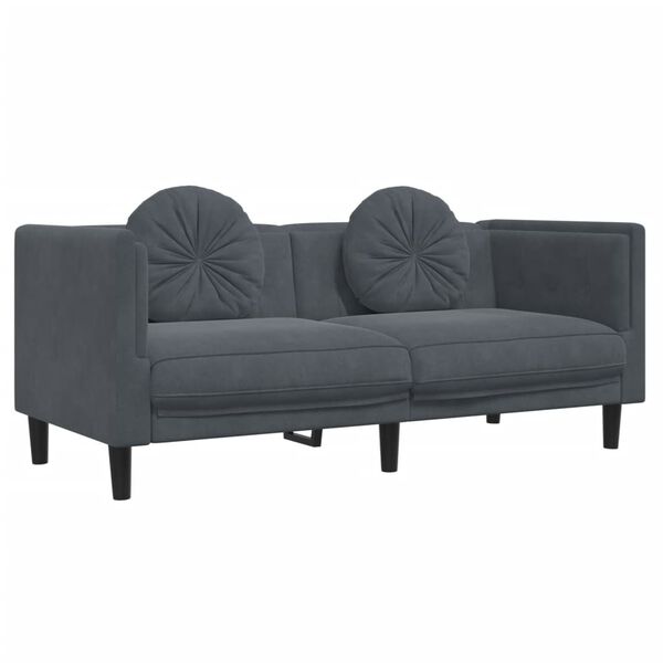 vidaXL 2 Piece Sofa Set with Pillows Dark Grey Velvet